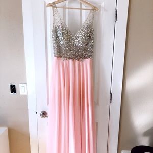 pink sparkly prom dress
